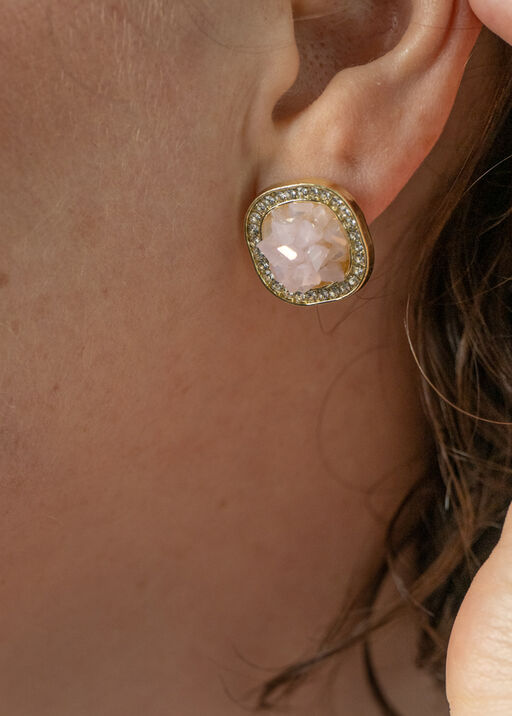 Crushed Gemstone Stud Earrings, Pink, original